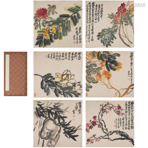 CHINESE CALLIGRAPHY AND PAINTING ALBUM, WU CHANGSHUO MARK