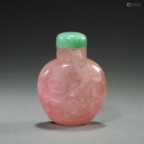CHINESE QING DYNASTY TOURMALINE SNUFF BOTTLE