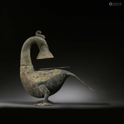 HAN DYNASTY, CHINESE BRONZE BIRD LAMP