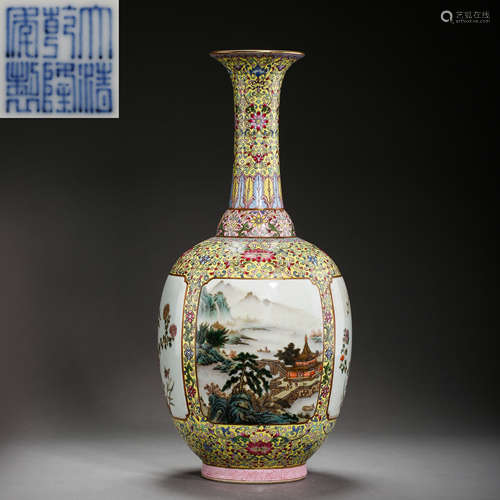 CHINESE QING DYNASTY FAMILLE ROSE BOTTLE