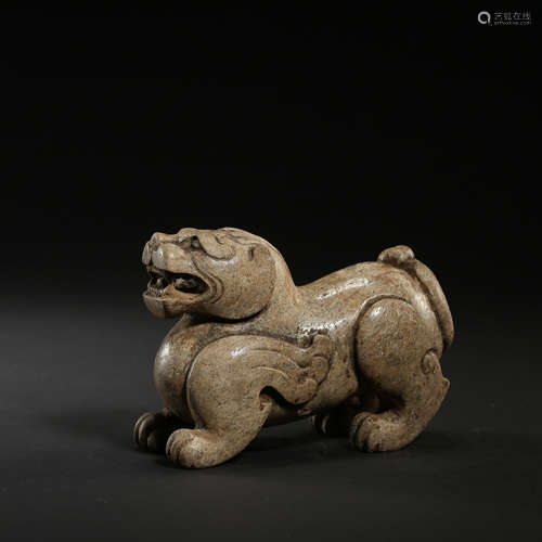 HAN DYNASTY, CHINESE HETIAN JADE CARVED BEAST