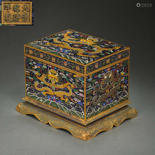 QING DYNASTY, CHINESE CLOISONNE SQUARE BOX