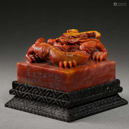 QING DYNASTY, CHINESE SHOUSHAN STONE CARVED SEAL