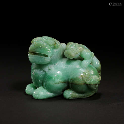 QING DYNASTY, CHINESE EMERALD BEAST