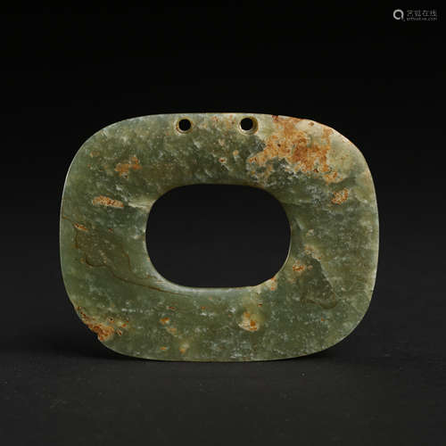 OLD CHINESE HONGSHAN CULTURE JADE COIN