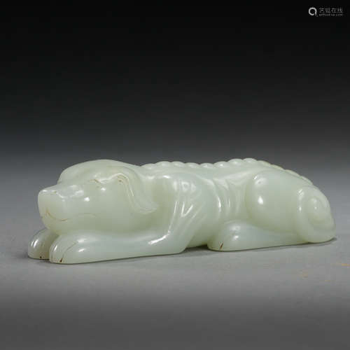 QING DYNASTY, CHINESE HETIAN JADE CARVED DOG