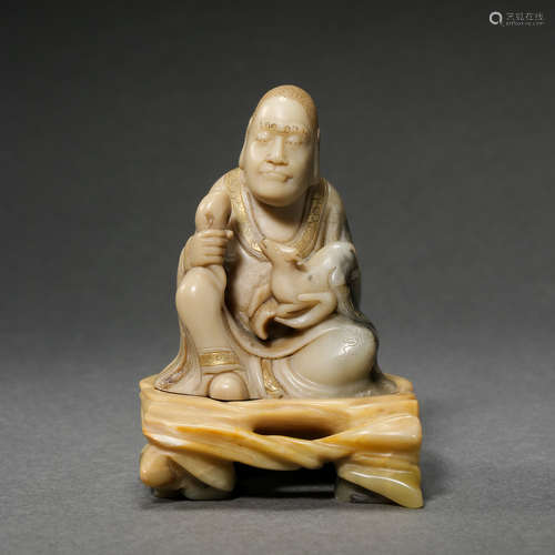 QING DYNASTY, CHINESE SHOUSHAN STONE ARHAT STATUE