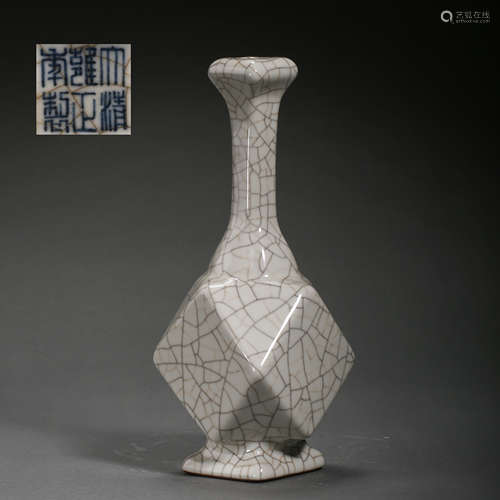 CHINESE QING DYNASTY IMITATION GE KILN GLAZED GARLIC BOTTLE