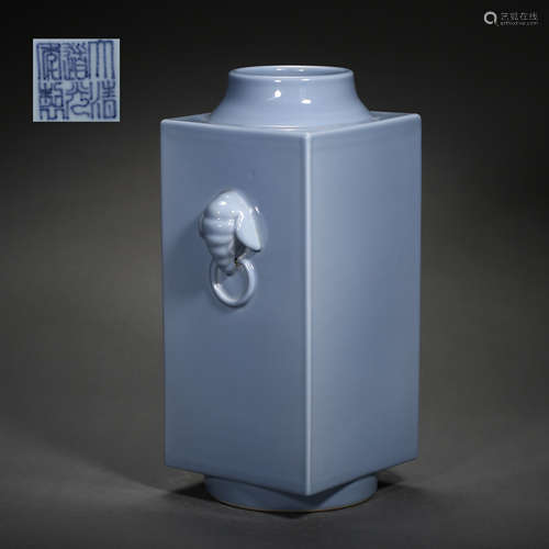 QING DYNASTY, CHINESE BINAURAL SQUARE BOTTLE