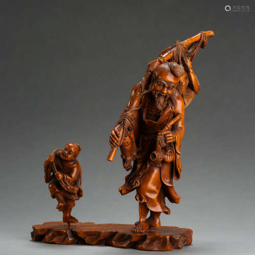 QING DYNASTY, CHINESE WOOD CARVED ORNAMENTS