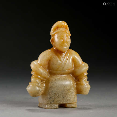 HAN DYNASTY, CHINESE HETIAN JADE HUMAN FIGURE