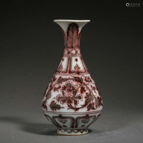 YUAN DYNASTY, CHINESE  RED AND WHITE VASE