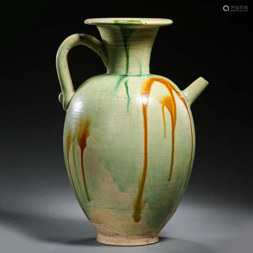 TANG DYNASTY, TRI-COLOR GLAZED CERAMICS POT