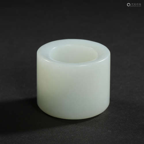 QING DYNASTY, HETIAN WHITE JADE THUMB RING