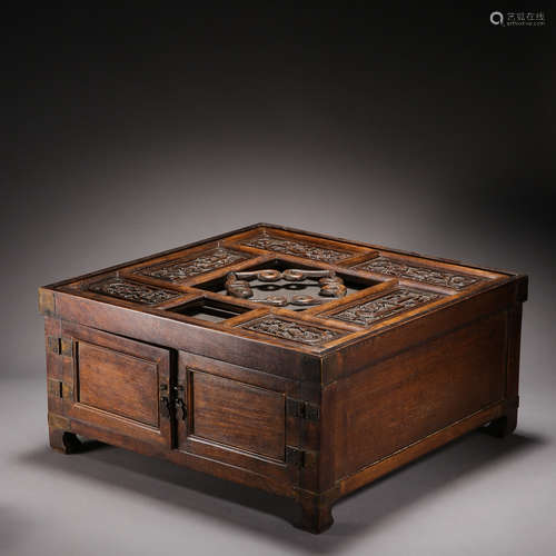 QING DYNASTY, CHINESE WOOD CARVED STORAGE BOX