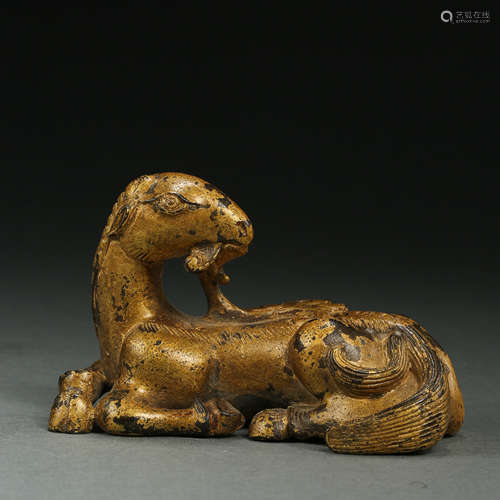 QING DYNASTY, CHINESE GILT BRONZE SHEEP