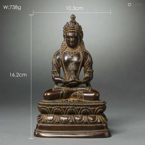 OLD CHINESE BRONZE SEATED BUDDHA