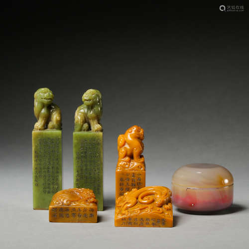 QING DYNASTY, A SET OF CHINESE TIANHUANG SHOUSHAN STONE SEALS