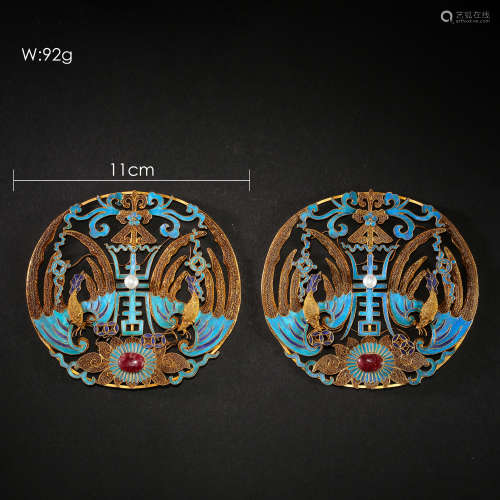 QING DYNASTY, A SET OF CHINESE SILVER GILT HAIRPINS