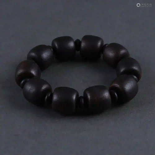 Qing Dynasty style Agarwood Tube Bead Bracelet