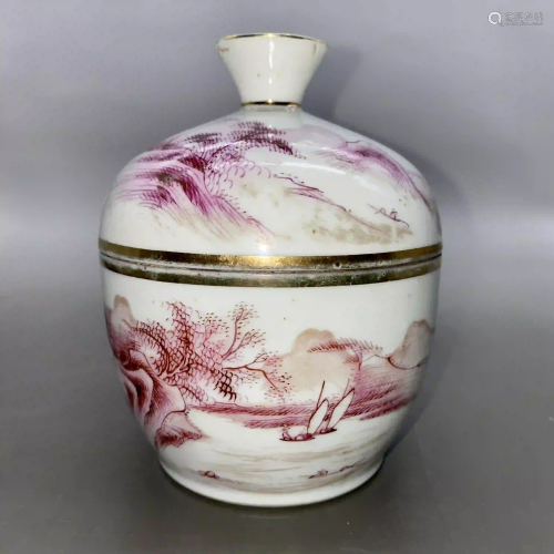 Qing Dynasty Carmine Red Lid Jar