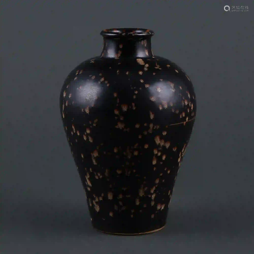 Song Jizhou Kiln Black Glazed Tortoiseshell Plum Vase