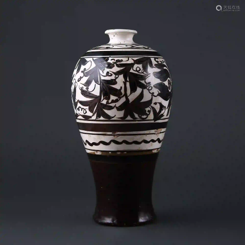 Jin Dynasty style Cizhou Kiln White Ground Black Flower