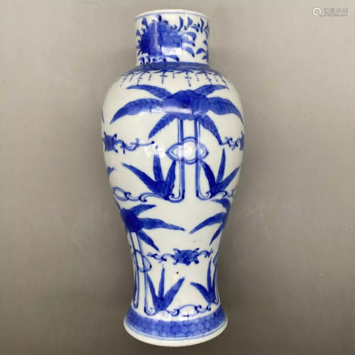 Blue and white plum bottle