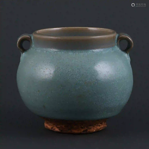 Jin Dynasty style Jun kiln sky celadon double-line jar