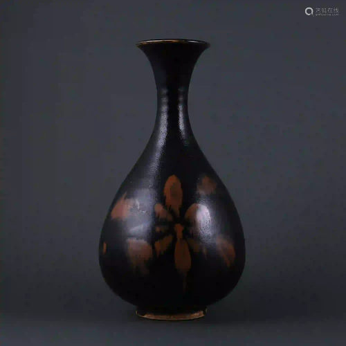 Song Dynasty style Cizhou Kiln Black Glazed Rust Flower