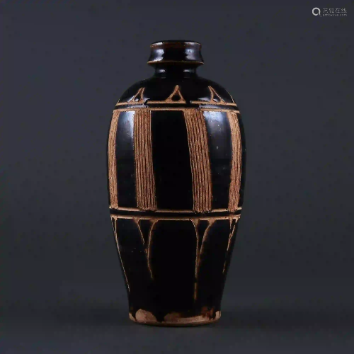 Jin Dynasty style Cizhou kiln black glaze plum vase