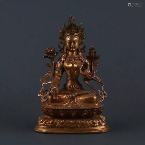 A gilt bronze statue of white Tara Bodhisattva, Ming