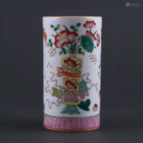 Qing Fencai Bo ancient pattern incense tube 