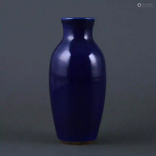 Qing Dynasty style Ji blue glazed small plum vase