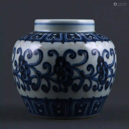 Ming Dynasty Blue and White Flower Jar 