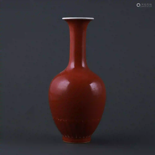 A red-glazed jade pot spring vase, 