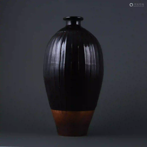 Song Dynasty style Cizhou kiln black glaze line striped