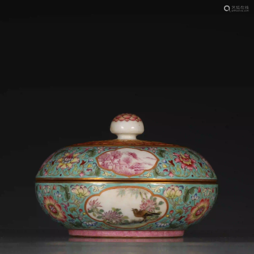 QIANLONG MARK FAMILLE ROSE FLOWERS AND BIRDS PATTERN
