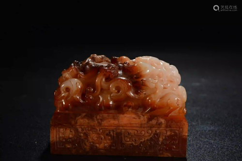 ANCIENT JADE CHI DRAGON KNOB SEAL