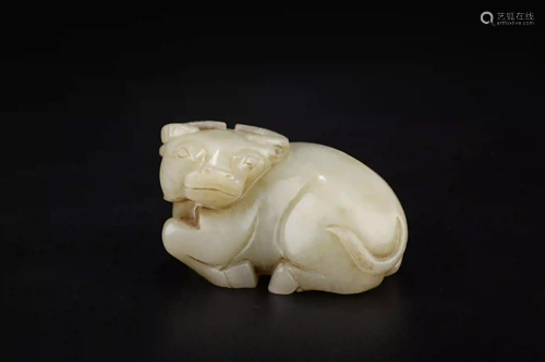 HETIAN JADE WHITE JADE CATTLE ORNAMENT