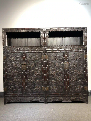 ZITAN WOOD EMBOSSED SHI'ZI'WAN'NIAN CABINET