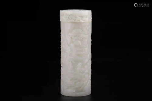 HETIAN WHITE JADE LANDSCAPE INCENSER HOLDER