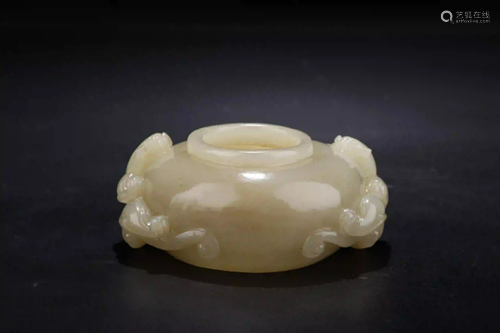 HETIAN WHITE JADE CHI DRAGON BRUSH WASHER