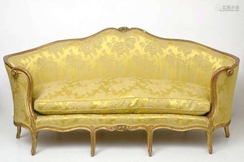 Canapé corbeille Louis XV en bois sculpté et doré …
