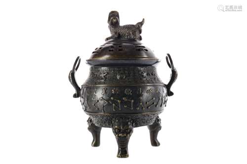 A 20TH CENTURY CHINESE BRONZED CENSER