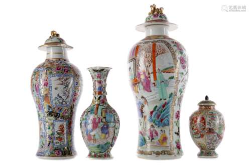 A LOT OF CHINESE FAMILLE ROSE VASES