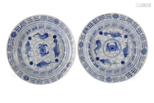 A PAIR OF 19TH CENTURY CHINESE BLUE AND WHITE PLATES