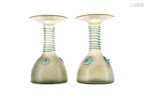 A PAIR OF EARLY 20TH CENTURY GLASS VASES