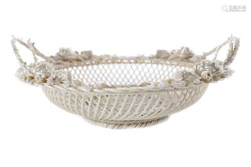 A BELLEEK SYDENHAM TWIG THREE STRAND BASKET