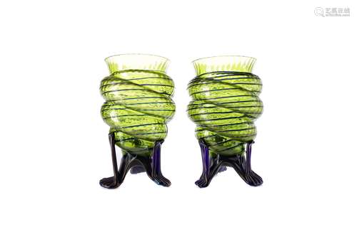 A PAIR OF ART NOUVEAU GLASS VASES